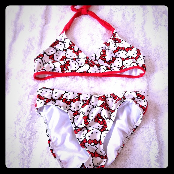 Hello Kitty Other - Girls Hello Kitty Dotted 2-Piece Swimsuit 